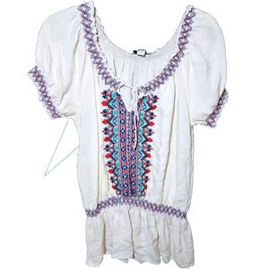 Consgt (Jennifer & Grace) Cream Boho-Chic Blouse